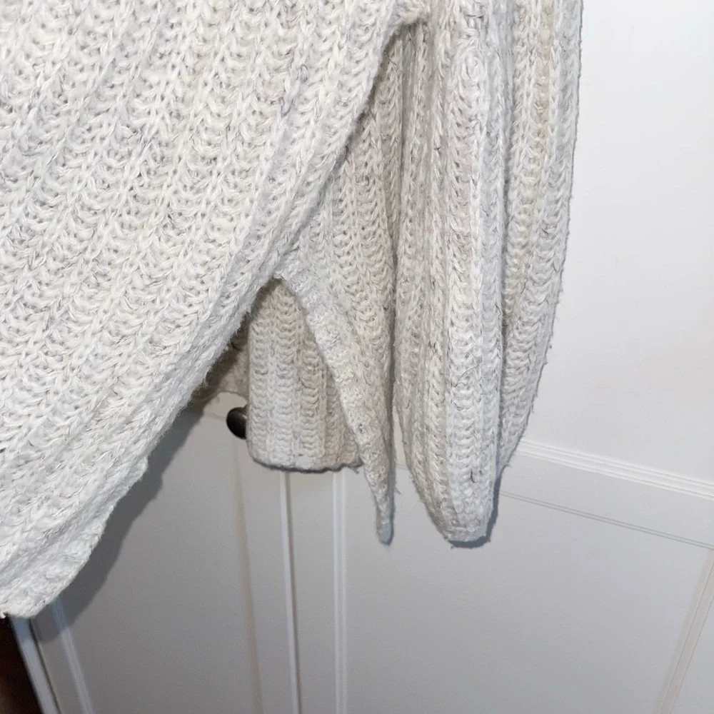 Anthropologie Pilcro Long Line Cable Tunic Sweater Ivory Small Wool/Linen Blend